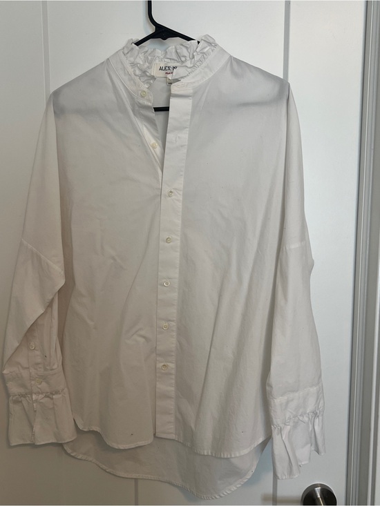 Alex Mill Tops - Alex Mill White Ruffle-Collar Shirt size medium
